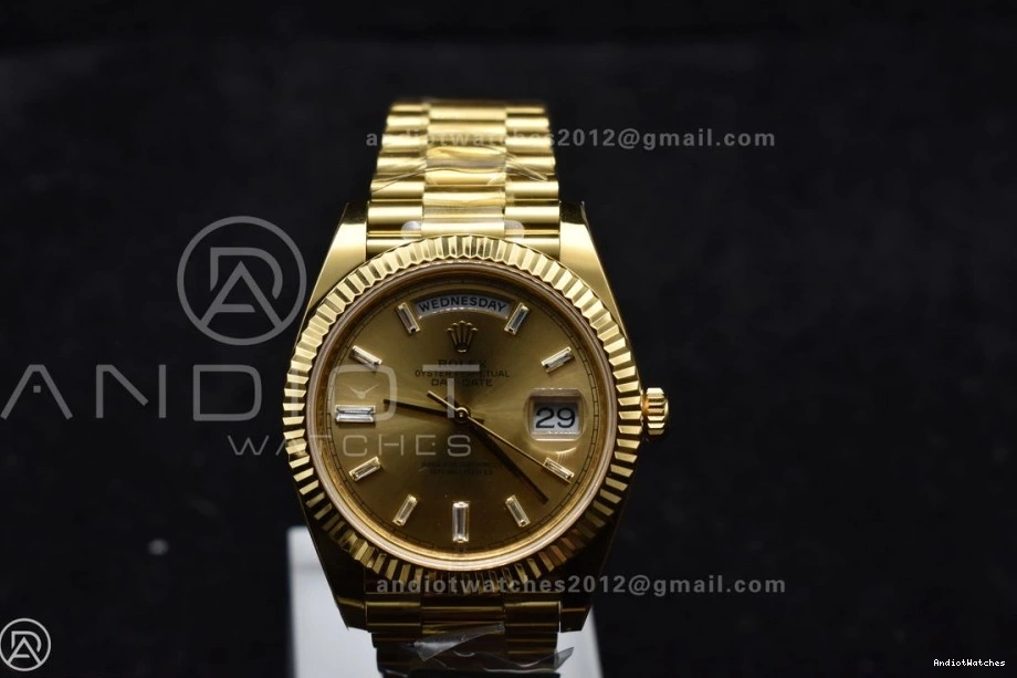 1:1 Sustainable 654 228238 President YG Day Dial On (Gain Best Date Edition Bracelet Gold 40 Crystal ARF Weight) VR3255 0507